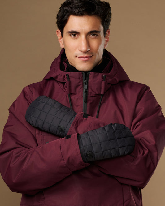 Dakota (black) - Men's waterproof down & Thinsulate™ mittens with touchscreen thumb