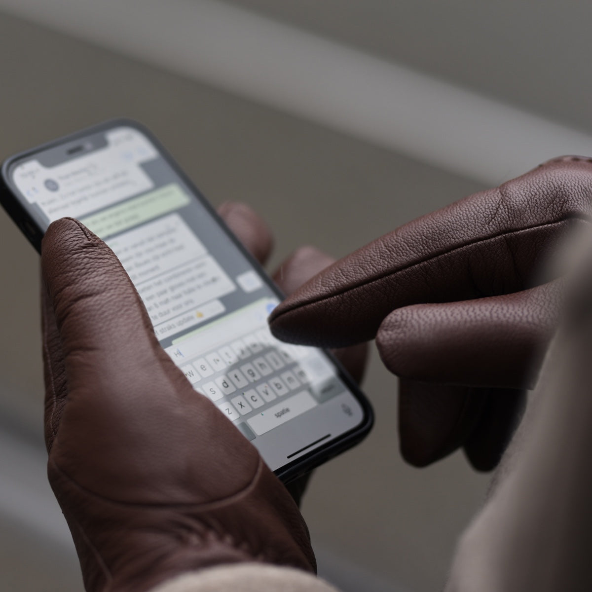 Touchscreen-Lederhandschuhe für Herren
