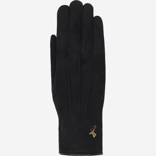 Elizabeth (black) - Suede leather gloves with warm faux fur lining