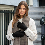 Elizabeth (black) - suede leather gloves with warm faux fur lining - Schwartz & von Halen - US - 6