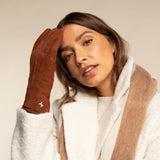 Elizabeth (brown) - suede leather gloves with warm faux fur lining - Schwartz & von Halen - US - 11