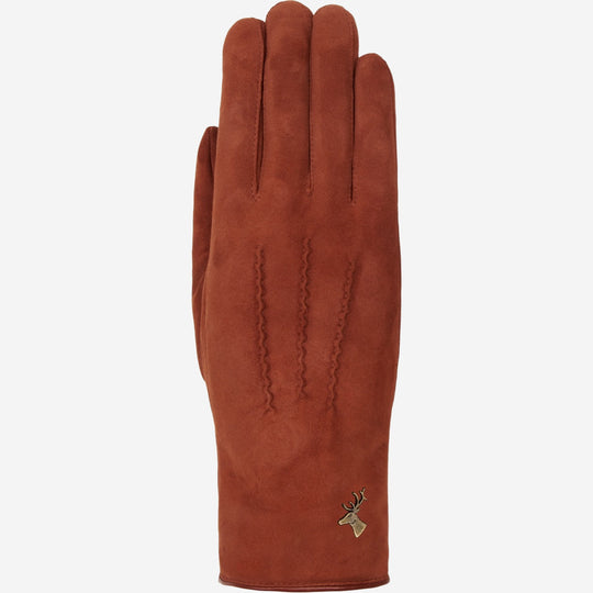 Elizabeth (brown) - Suede leather gloves with warm faux fur lining