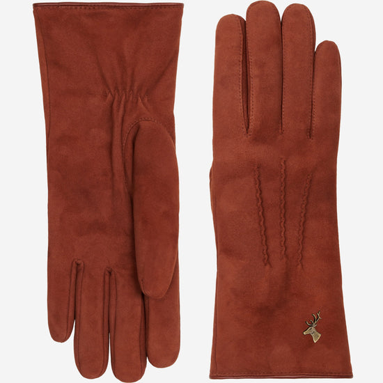 Elizabeth (brown) - suede leather gloves with warm faux fur lining - Schwartz & von Halen - US - 3