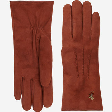 Elizabeth (brown) - suede leather gloves with warm faux fur lining - Schwartz & von Halen - US - 3