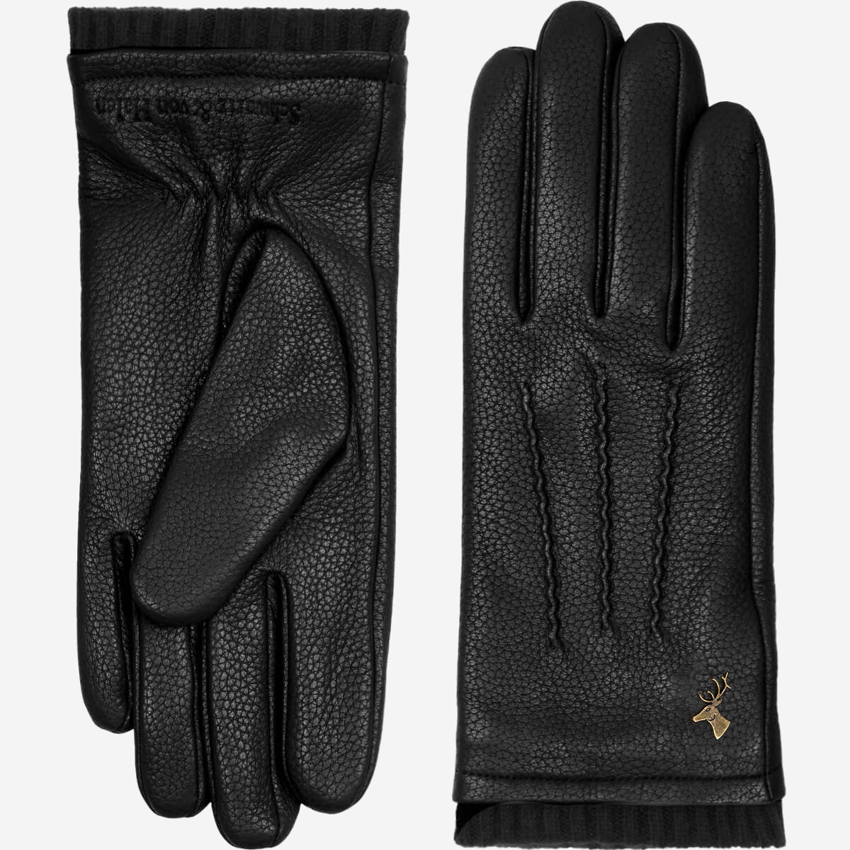 Lederhandschuhe Damen Schwarz - Hirschleder