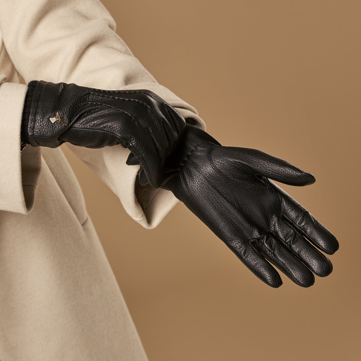 Women's Black Leather Gloves Deerskin - Wool Lining Schwartz & von Halen Women's Black Leather Gloves Deerskin - Wool Lining Schwartz & von Halen