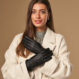 Emily (black) – deerskin (American deerskin) leather gloves with warm wool lining - Schwartz & von Halen - US - 7