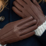 Emily (brown) – deerskin (American deerskin) leather gloves with warm wool lining - Schwartz & von Halen - US - 8
