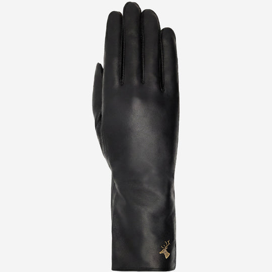 Emma (black) - Extra-long sheepskin leather gloves with luxurious cashmere lining & touchscreen feature