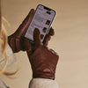 Emma - brown - Extra-long sheepskin leather gloves with luxurious cashmere lining & touchscreen feature - Schwartz & von Halen - US - 2
