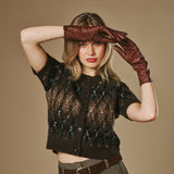 Emma (brown) - Extra-long sheepskin leather gloves with luxurious cashmere lining & touchscreen feature