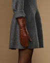 Emma (cognac) - Extra-long sheepskin leather gloves with luxurious cashmere lining & touchscreen feature