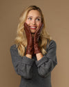 Emma (cognac) - Extra-long sheepskin leather gloves with luxurious cashmere lining & touchscreen feature