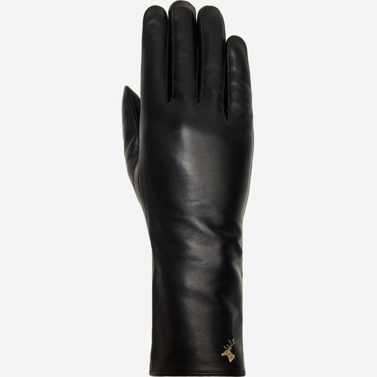 Emma (black) - Extra-long sheepskin leather gloves with luxurious cashmere lining & touchscreen feature