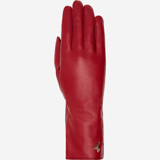 Emma (red) - Extra-long sheepskin leather gloves with luxurious cashmere lining & touchscreen feature