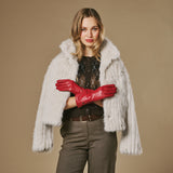 Emma (red) - Extra-long sheepskin leather gloves with luxurious cashmere lining & touchscreen feature