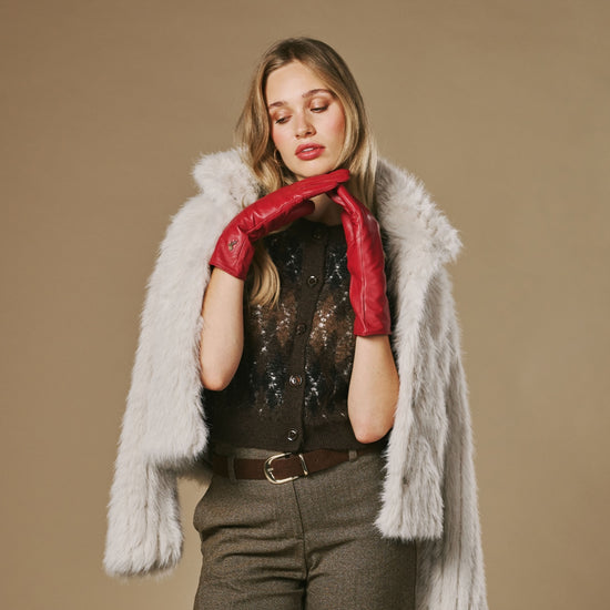 Emma - red - Extra-long sheepskin leather gloves with luxurious cashmere lining & touchscreen feature - Schwartz & von Halen - US -   6
