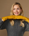 Emma (yellow) - Extra-long sheepskin leather gloves with luxurious cashmere lining & touchscreen feature
