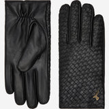 Frederick (black) - Basketweave pattern gloves with wool lining and touchscreen feature