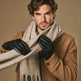 Frederick (black) - Basketweave pattern gloves with wool lining and touchscreen feature