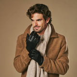 Frederick (black) - Basketweave pattern gloves with wool lining and touchscreen feature
