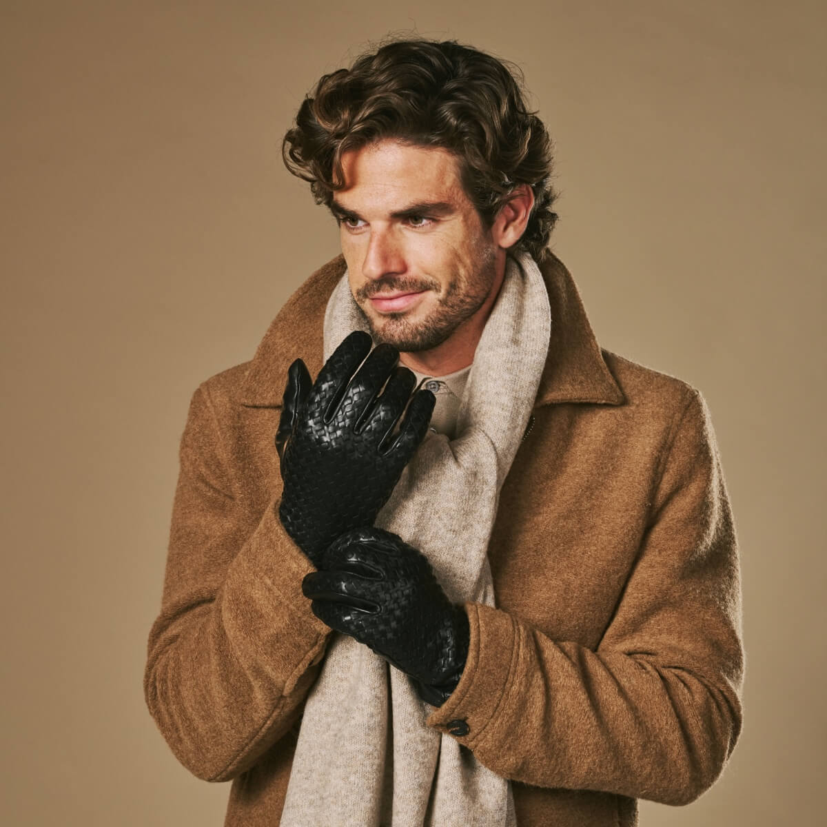 Frederick - black - Basketweave pattern gloves with wool lining and touchscreen feature  - Schwartz & von Halen - US - 9