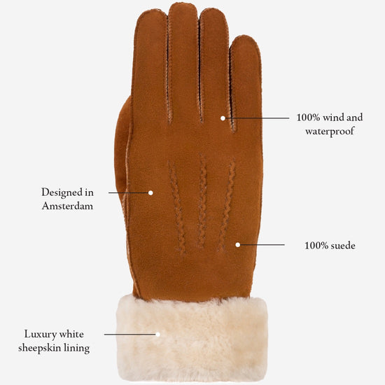 Giocante - suede leather gloves with luxurious sheep fur lining - Schwartz & von Halen - US - 12