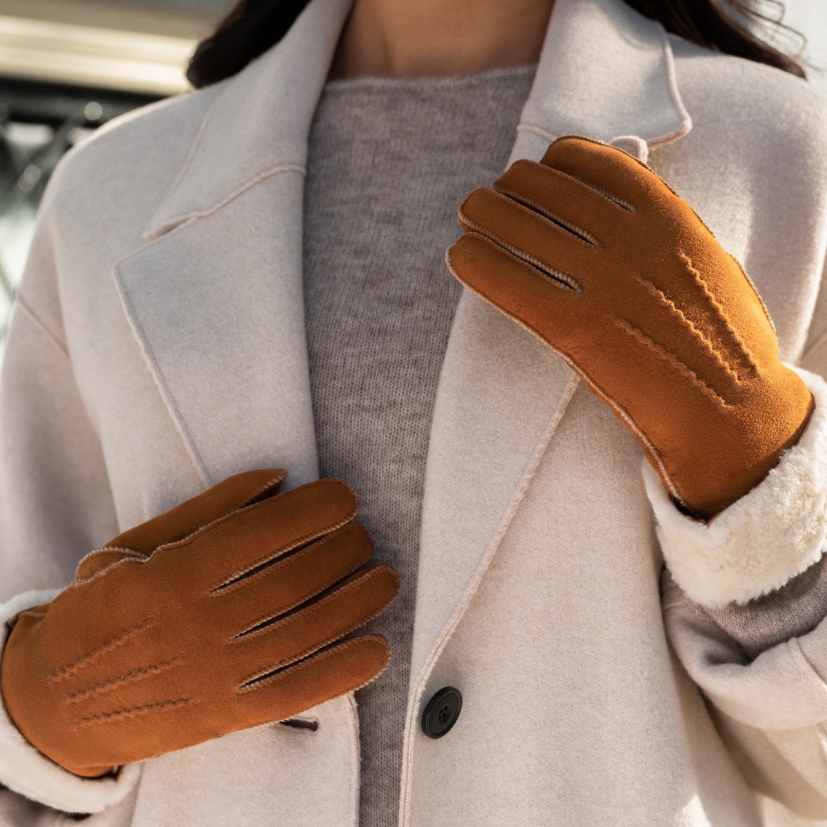 Giocante - suede leather gloves with luxurious sheep fur lining - Schwartz & von Halen - US - 7