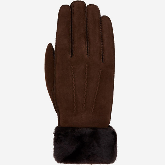 Giocante (brown) - Suede leather gloves with luxurious sheep fur lining
