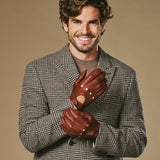 Gosling (cognac) – Classic men's lambskin driving gloves with touchscreen feature