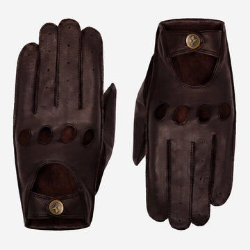 Gosling (dark brown) – Classic men's lambskin driving gloves with touchscreen feature