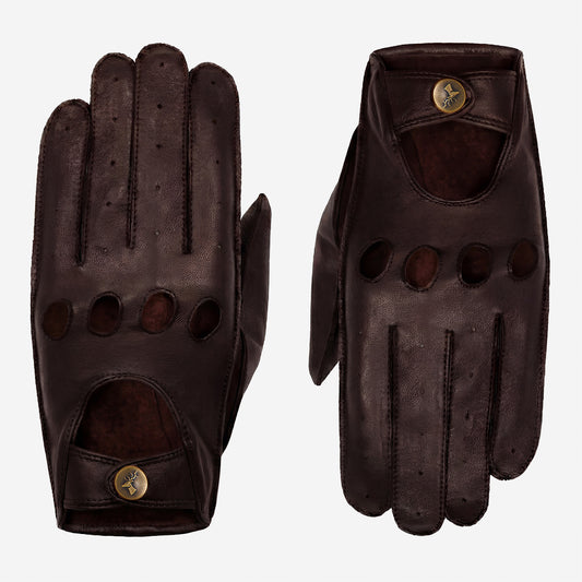 Gosling (dark brown) – Classic men's lambskin driving gloves with touchscreen feature