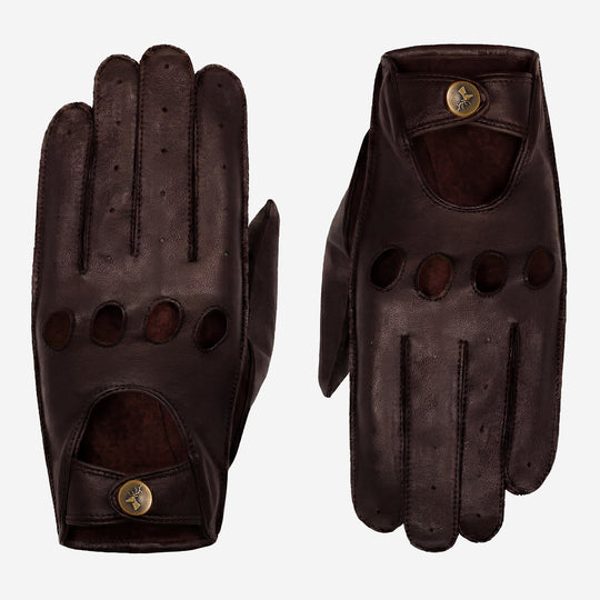 Gosling (dark brown) – Classic men's lambskin driving gloves with touchscreen feature