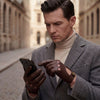 Gosling (dark brown) – Classic men's lambskin driving gloves with touchscreen feature