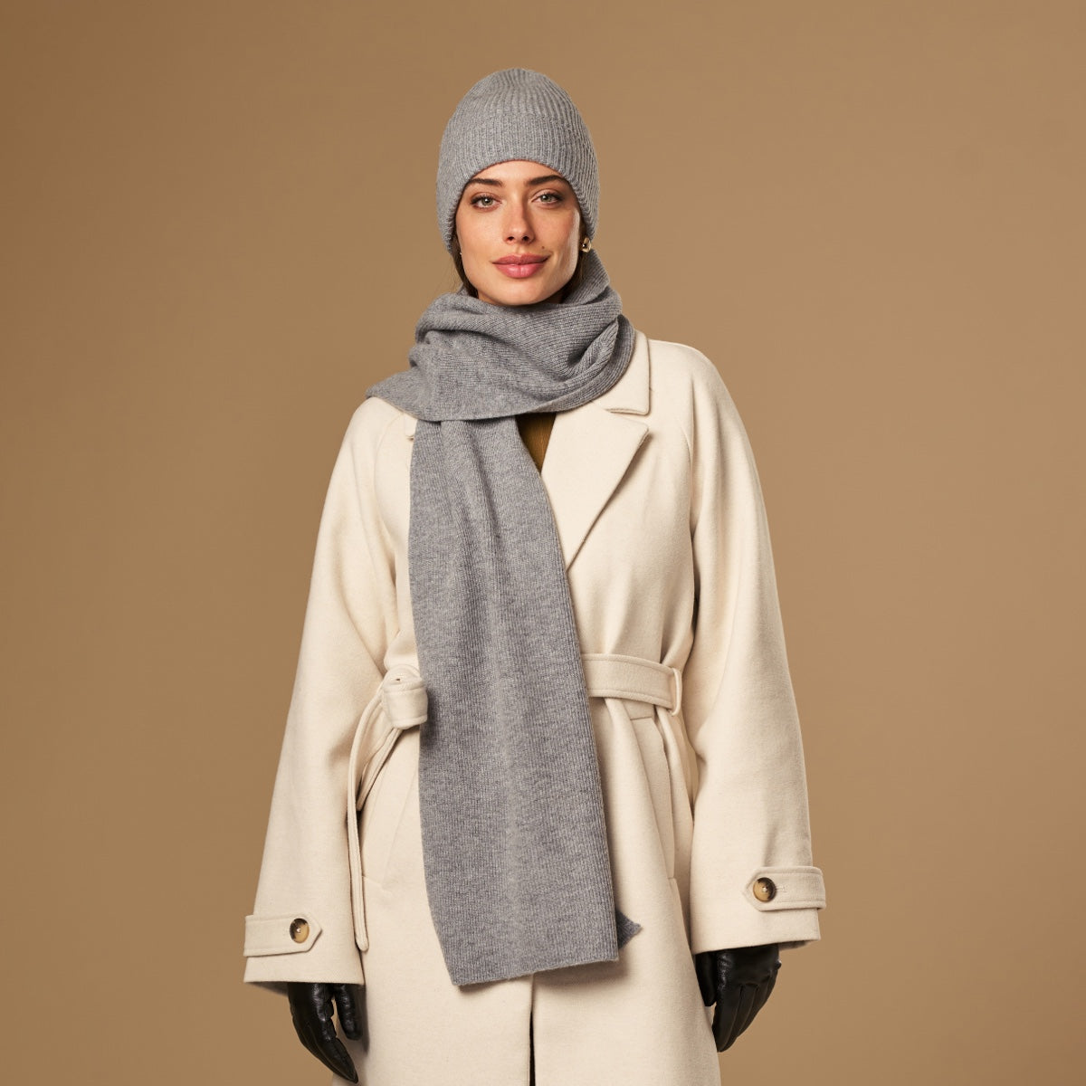 Charlie (grey) - premium scarf made of soft Merino wool (unisex) - Schwartz & von Halen - EU - 2