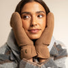 Hailey (camel) - suede goatskin mittens with luxurious sheep fur lining - Schwartz & von Halen - US - 1