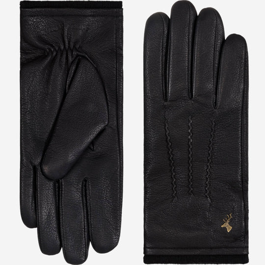 Harvey (black) - Goatskin leather gloves with luxurious wool lining & touchscreen feature