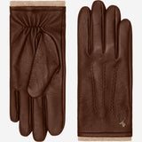 Harvey (brown) - Goatskin leather gloves with luxurious wool lining & touchscreen feature