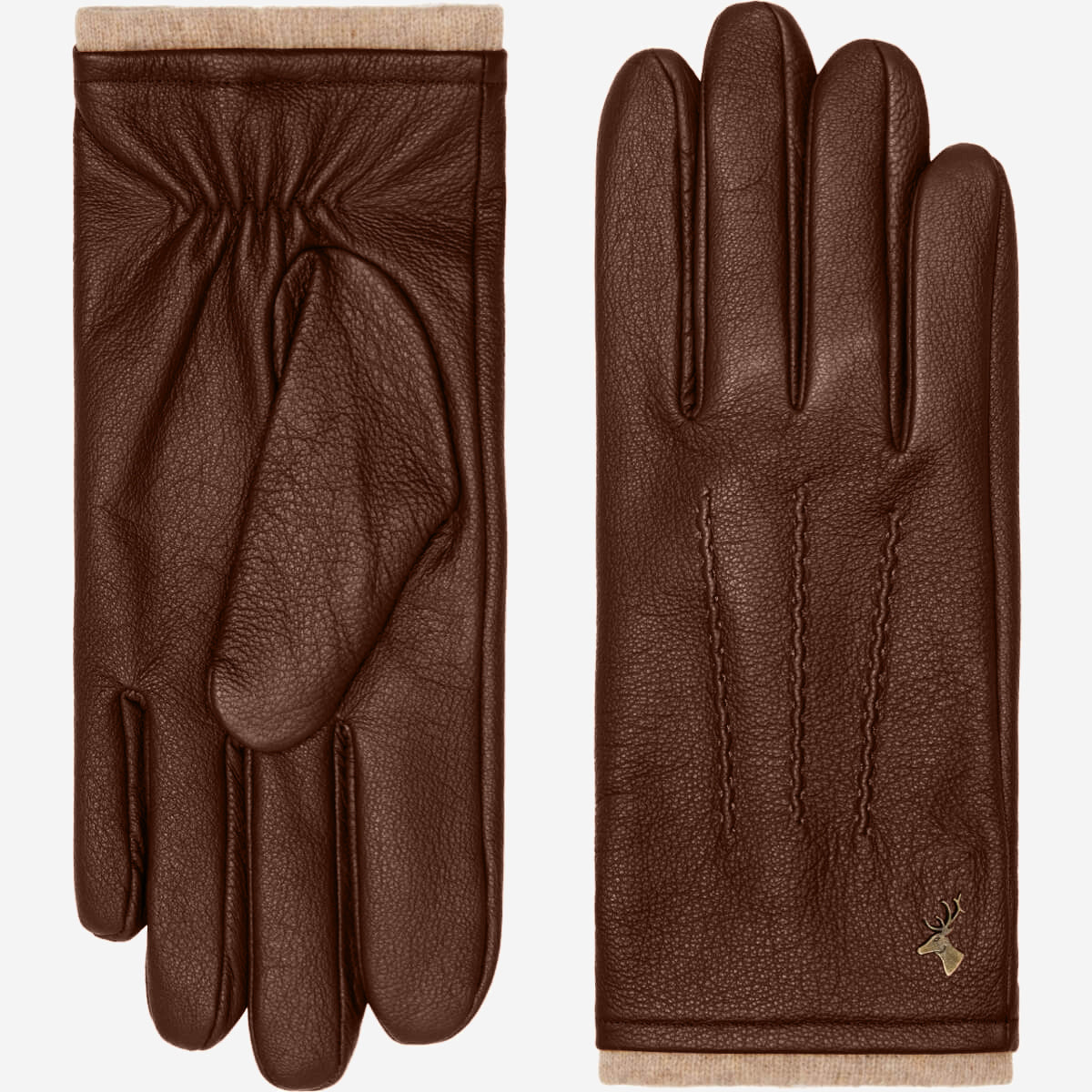 Herren-Lederhandschuhe – Braun – Wollfutter – Touchscreen – Schwartz & von Halen®