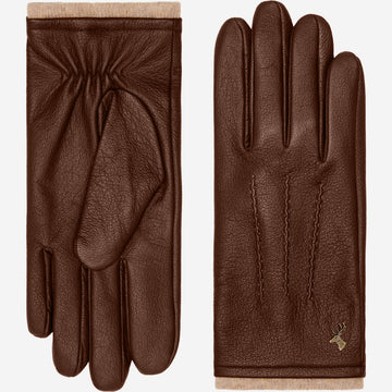 Harvey - brown - Goatskin leather gloves with luxurious wool lining & touchscreen feature - Schwartz & von Halen - US - 3