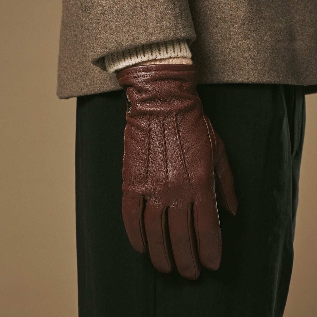 Harvey - brown - Goatskin leather gloves with luxurious wool lining & touchscreen feature - Schwartz & von Halen - US - 6