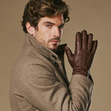 Harvey (brown) - Goatskin leather gloves with luxurious wool lining & touchscreen feature