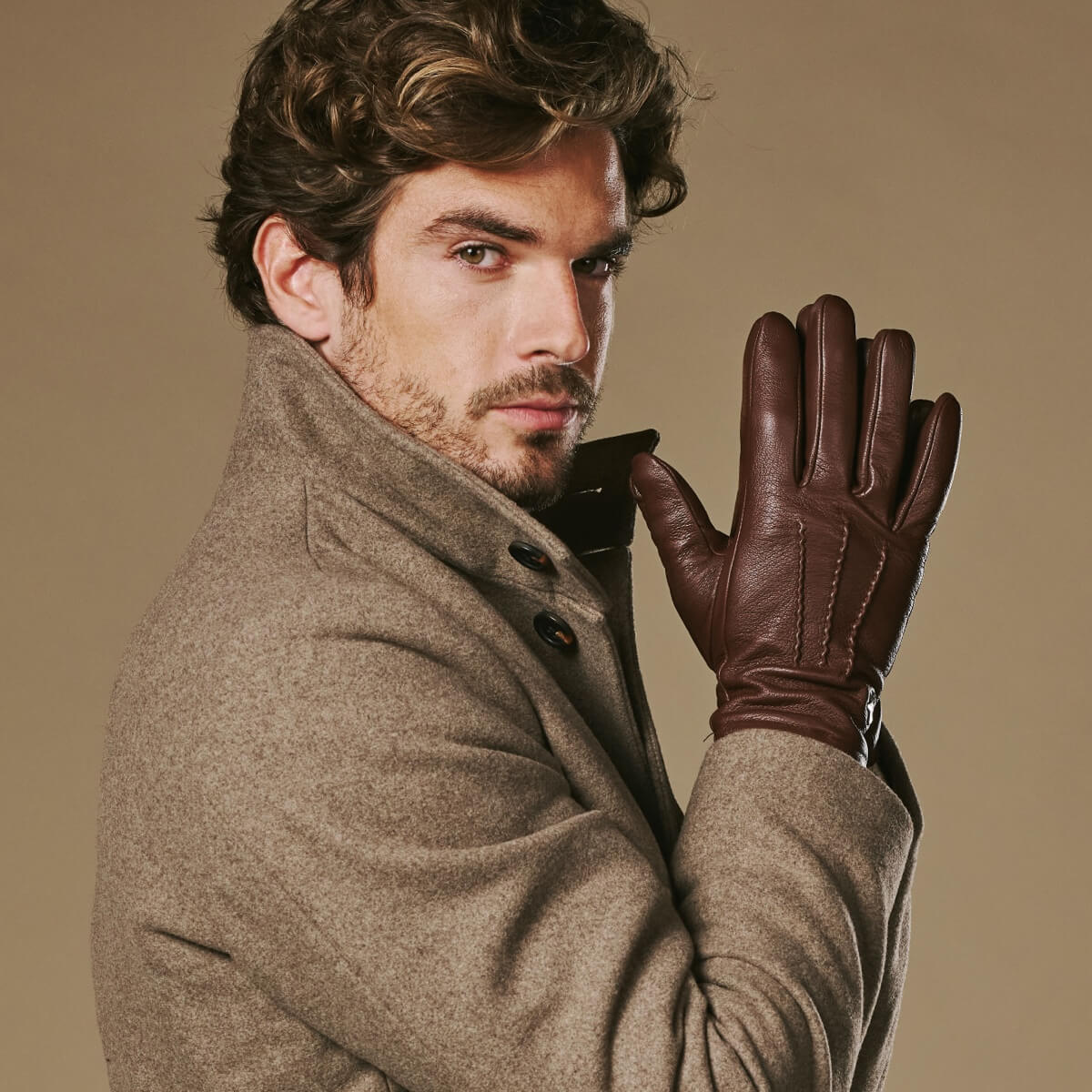 Harvey - brown - Goatskin leather gloves with luxurious wool lining & touchscreen feature - Schwartz & von Halen - US - 9