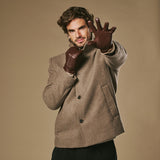 Harvey (brown) - Goatskin leather gloves with luxurious wool lining & touchscreen feature