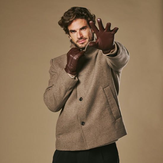 Harvey - brown - Goatskin leather gloves with luxurious wool lining & touchscreen feature - Schwartz & von Halen - US - 10