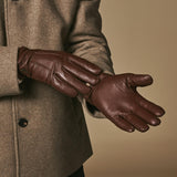 Harvey (brown) - Goatskin leather gloves with luxurious wool lining & touchscreen feature