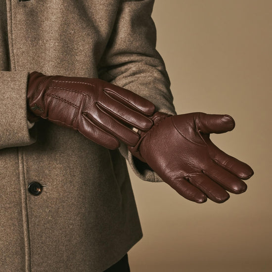 Harvey - brown - Goatskin leather gloves with luxurious wool lining & touchscreen feature - Schwartz & von Halen - US - 11