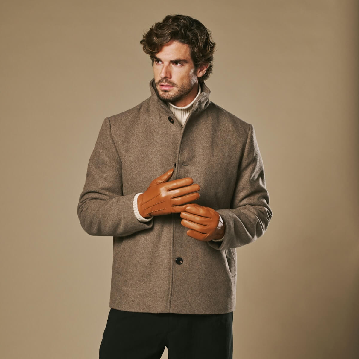 Harvey - cognac - Goatskin leather gloves with luxurious wool lining & touchscreen feature - Schwartz & von Halen - US - 9