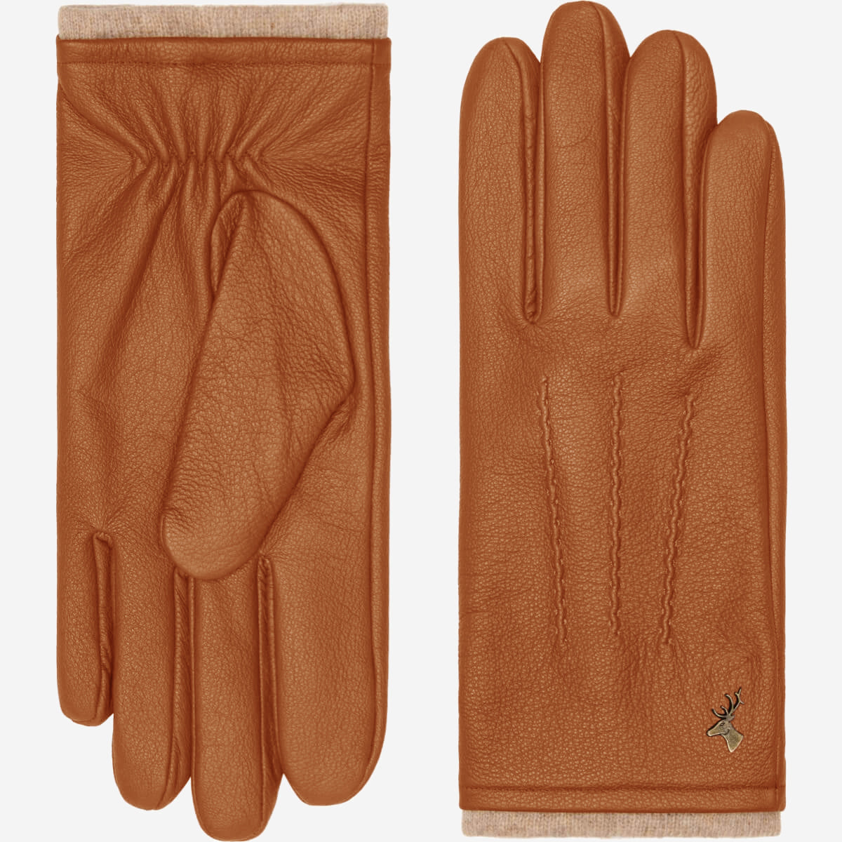Harvey - cognac - Goatskin leather gloves with luxurious wool lining & touchscreen feature - Schwartz & von Halen - US - 3