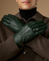 Harvey (dark green) - Men's goatskin leather gloves with wool lining & touchscreen feature